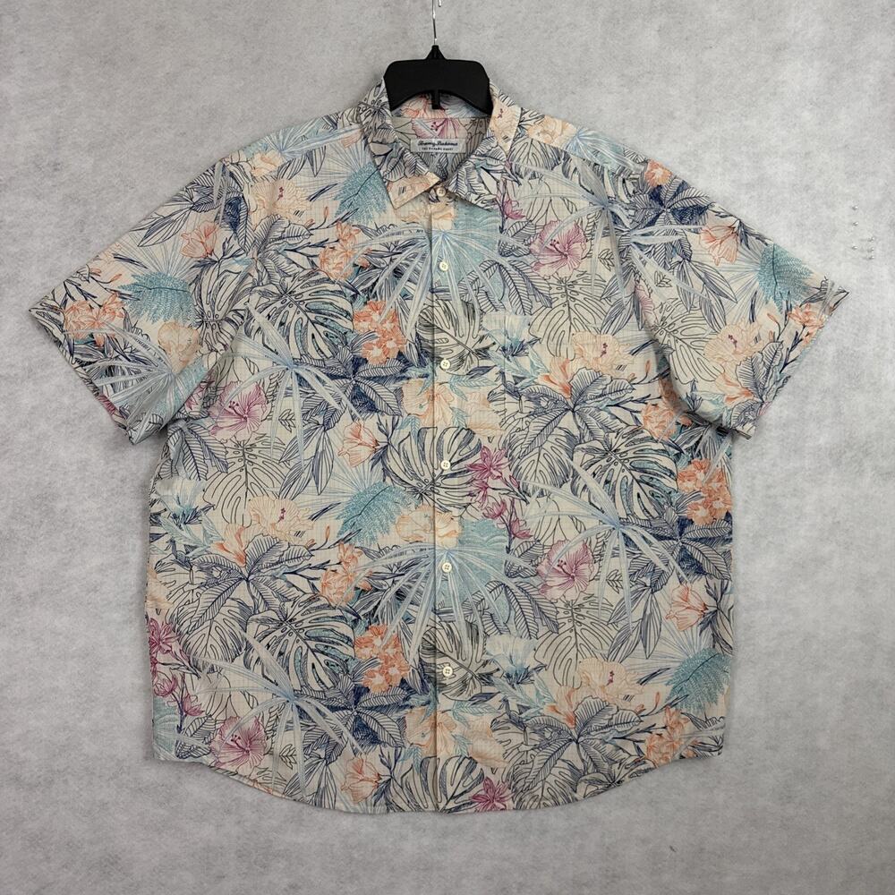Tommy Bahama Camp Shirt Mens XL IslandZone Glow Palms Floral Performance - Picture 4 of 8